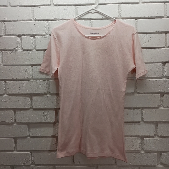 croft & barrow Tops - Croft & Barrow Curvy Short Sleeve T-shirt Size 2X Pastel Pink Runs Small